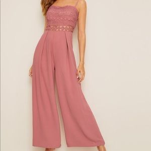 Shein pink floral jumpsuit